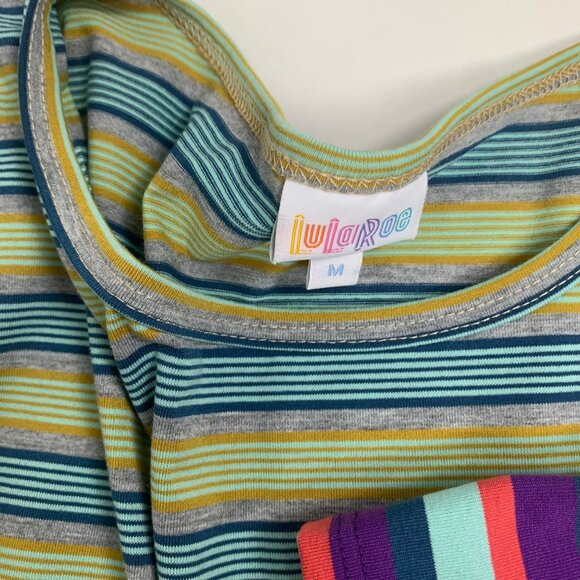 LuLaRoe Womens Striped Casual Tops Size M Cotton/Polyester Short Sleeve lot of 2 - Picture 4 of 10